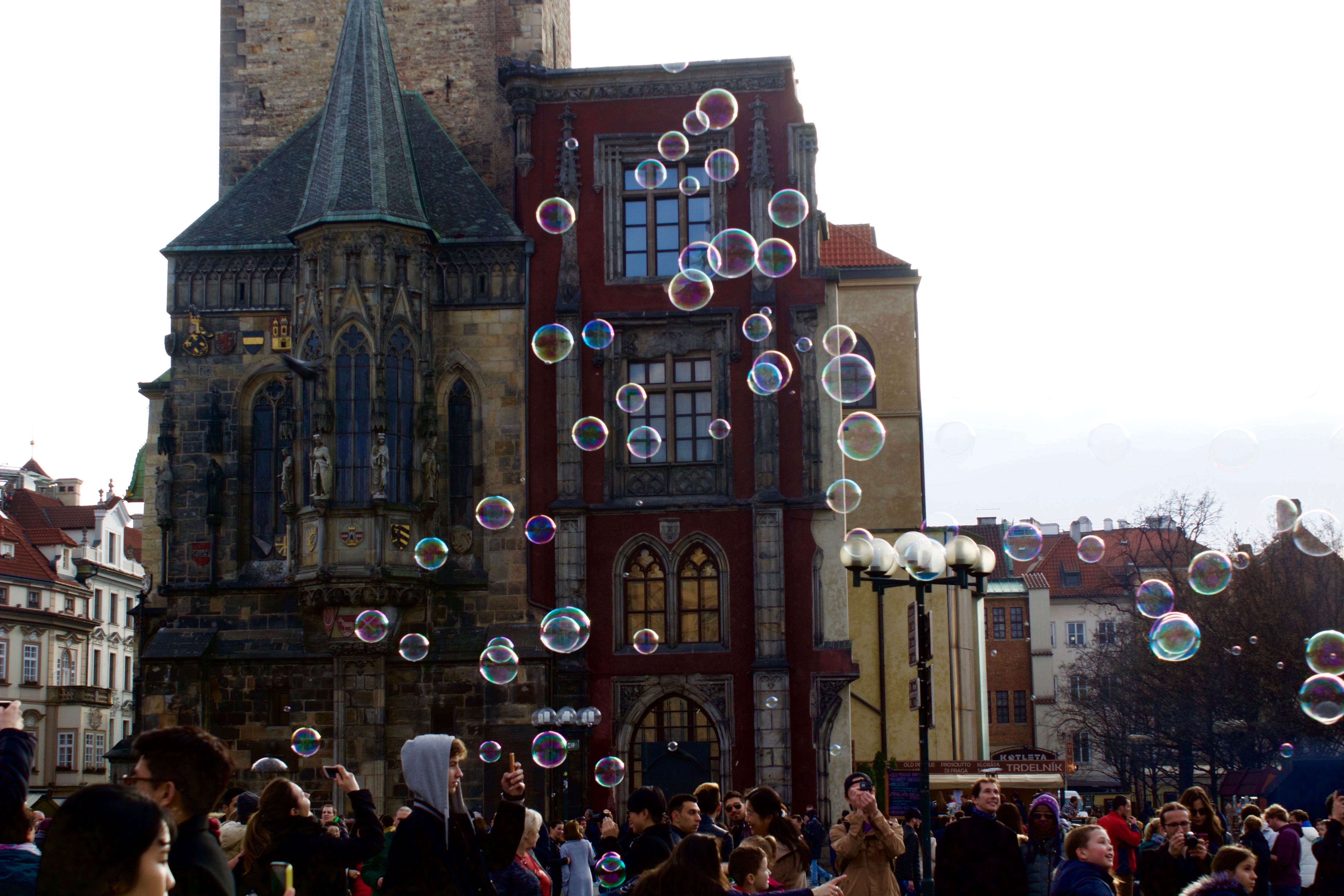 Prague bubbles in old town square