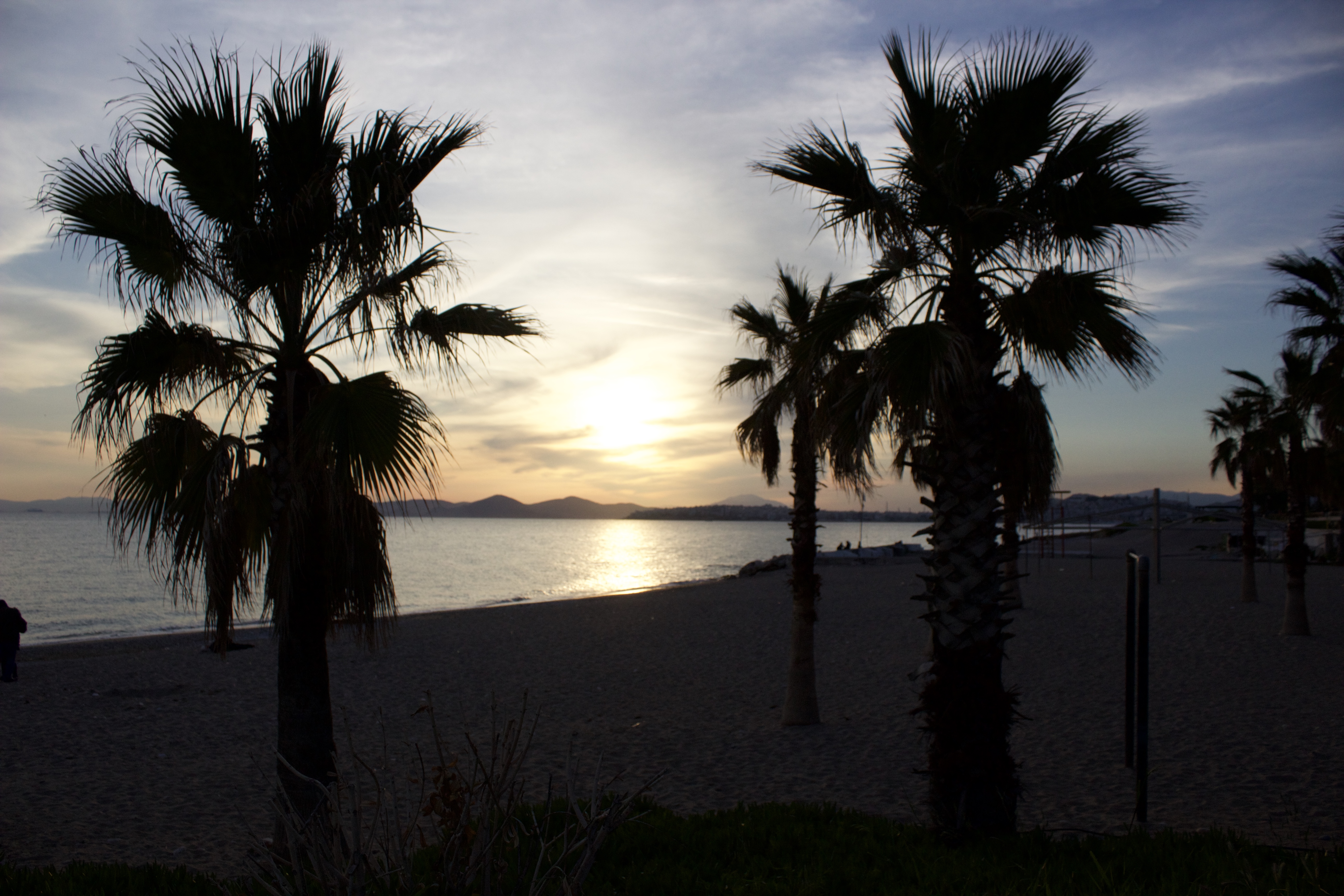 The setting sun in Athens, Greece 