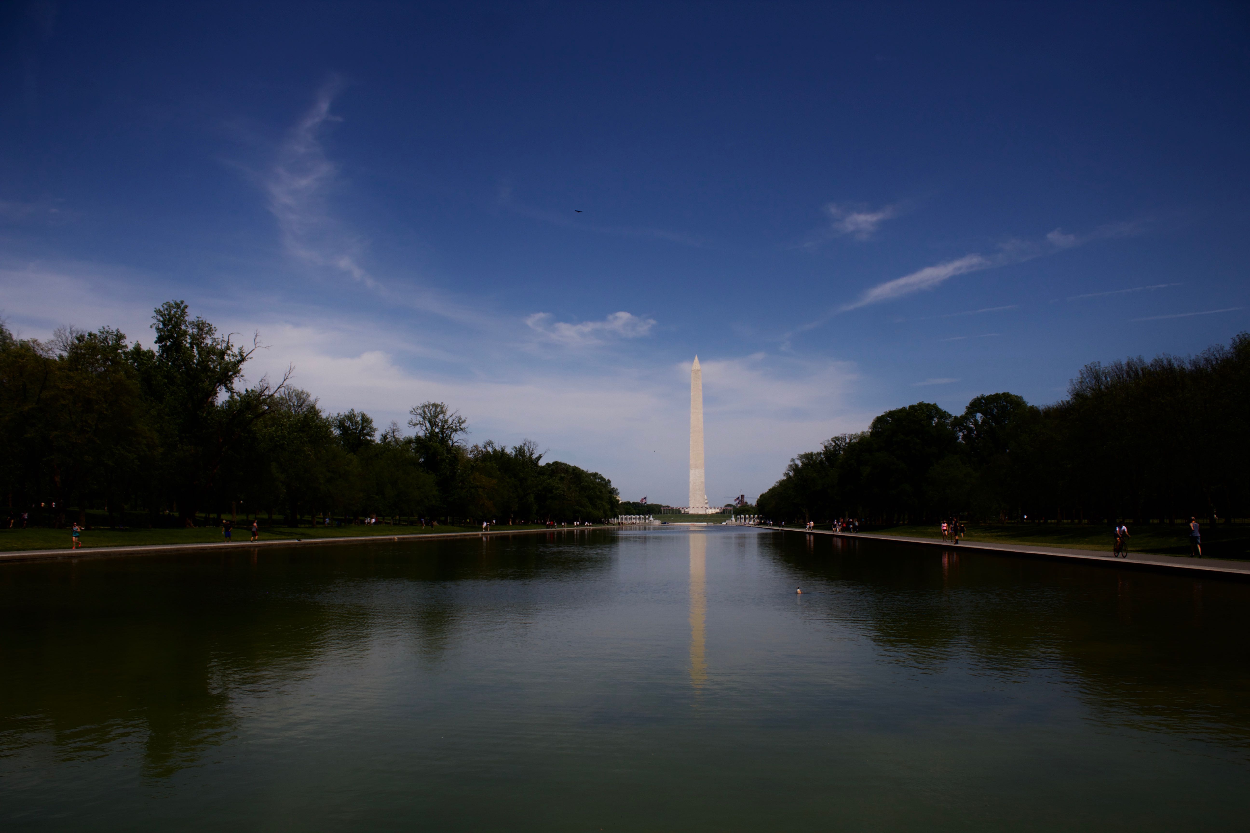 A reflecting pool - the Washington Monument in the distance.