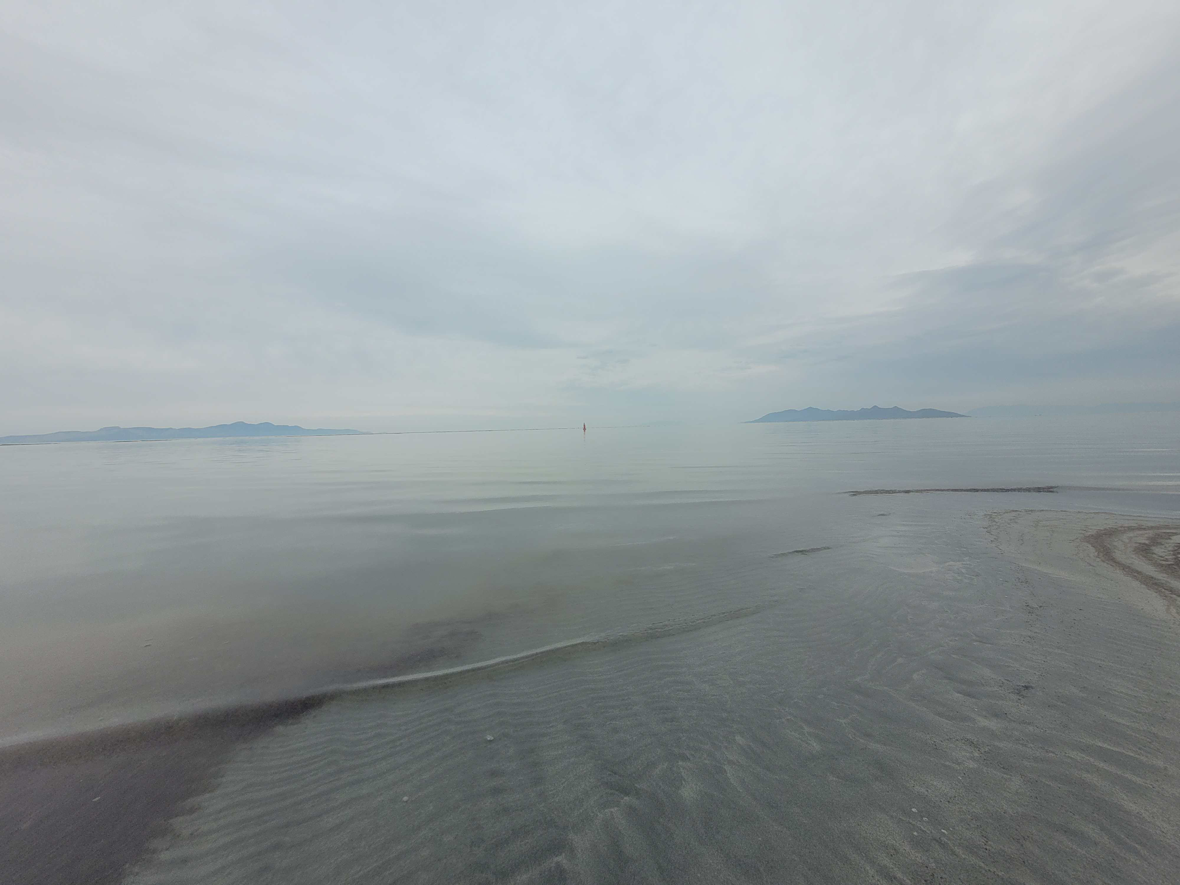 An early morning view of the Great Salt Lake shoreline, Utah.